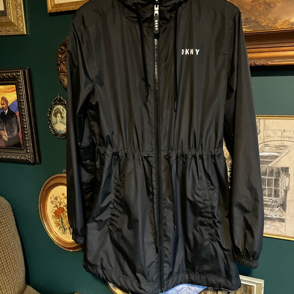 DKNY Black and Gray Hooded Jacket